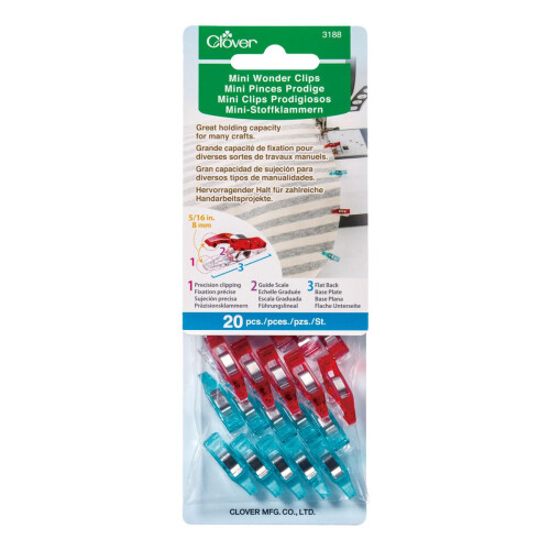 Clover Mini Wonder Clips(20pcs), Multi-Colour, 19 x 1.2 x 8 cm