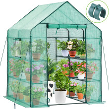 Ohuhu Greenhouse with Shelves for Outdoor, Walk in Green House Plastic Greenhouses with 12 Shelves, Heavy Duty Plant Growhouse with Ground Pegs &