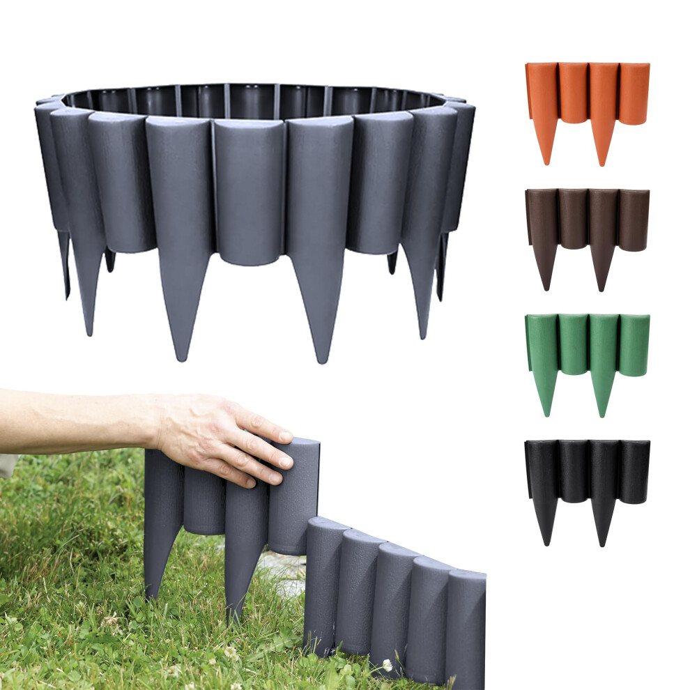 Gardenix Anthracite Lawn Edging - 2.5M/8.2Ft Flexible Garden Edging For Flower Beds, Lawn, Patio & Pavement - Easy Install Border, No Digging, 5051224446827