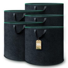 GardenGloss? Plant Bag (Pack of 5) - 30L Plant Bag Made of Non-Woven Fabric - For Potatoes, Tomatoes and Strawberries - Black - Indoor and Outdoor Use