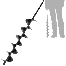 SYITCUN 8x60cm Garden Hole Digger Auger for Planting Bulbs & Seedlings, Long Handle Spiral Auger Drill Bit, Heavy Duty Planting Auger