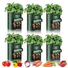 PfiHom Potato Grow Bags 10 Gallon-6 Packs, Growing Potatoes Tomato Carrot & Other Vegetable, Heavy Duty Thickened Garden Growing Bags with Window and