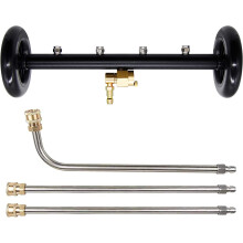 YUET 2-in-1 Pressure Washer Undercarriage Cleaner Water Broom, 16" Surface Cleaner Power Washer Attachment with 4 Nozzles 3 Extension Rods and QC