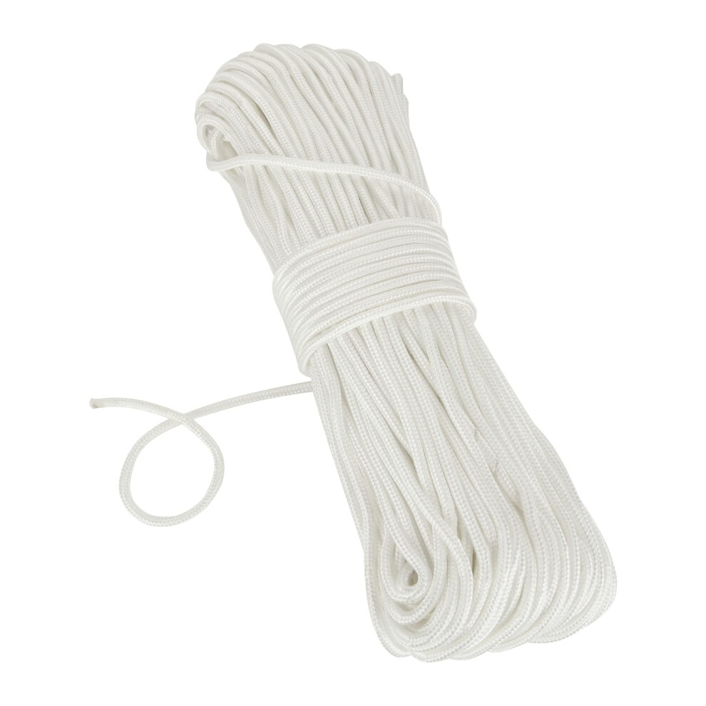 Zofun 60M/196 Ft White Nylon Rope, Strongly Woven Flagline Cord 6 Mm, Heavy Duty Flagline White Rope Multipurpose, Uv Resistant Nylon Flag Pole Rope 5051224449194