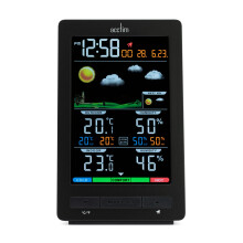 Acctim Ermir 6 in 1 Barometric Weather Station with Outdoor Sensor Temperature Humidity VA Display Graphite Grey