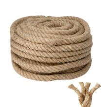 LDXDRU 20mm Natural Jute Rope, 15m / 49 Feet Twisted Thick Hemp Rope, 4 Strand Heavy Duty Decking Jute Twine Cord String for Decking Gardening