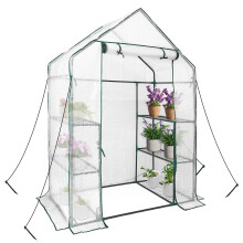 heyfurni Walk in Greenhouse with PE Cover, 3 Tier 6 Shelves Green House with Large Reinforced Tubular Steel Frame, Portable Growhouse for Indoor and