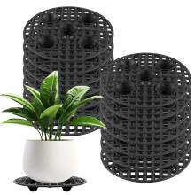 HAKZEON 15 PCS Plant Level Pot Elevator, 30 cm/12 Inch Round Flower Pot Stand Plant Holder Support, Plastic Plant Risers for Indoor Outdoor, Black