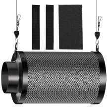 Hon&Guan 6 inch Carbon Filter with Australian Virgin Charcoal, Prefilter for Odor Control, Air Charcoal filter for 3D Printers, Inline Duct Fan, Air