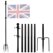 HuuppHip 10 FT Flagpole, Tangle Free Flag Pole in Ground with 5 Prongs Base, Flag Poles for Outside House Garden Flag Poles Kit(Black, without Flag)