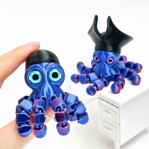 1 τεμάχιο Poseable3D Εκτυπωμένο Χταπόδι Πειρατή με Κινούμενες Αρθρώσεις, Funky 2