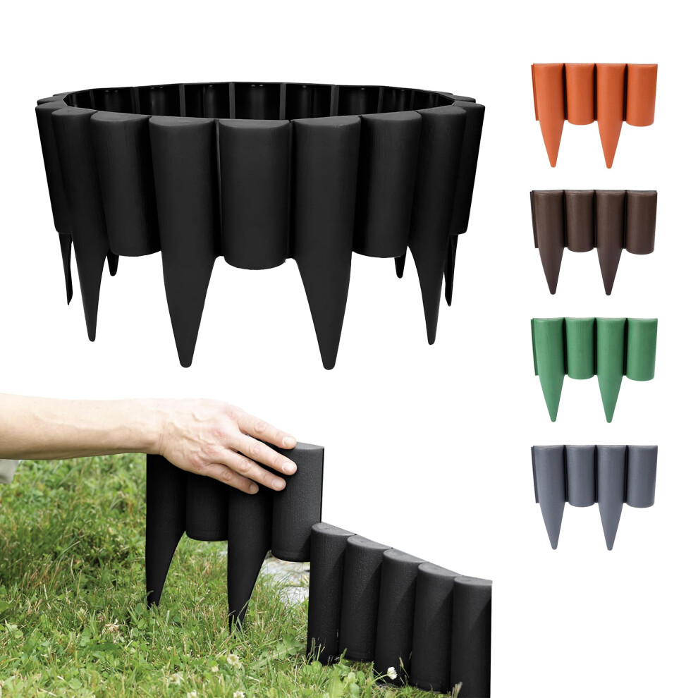 Gardenix Black Lawn Edging - 2.5M/8.2Ft Flexible Garden Edging For Flower Beds, Lawn, Patio & Pavement - Easy Install Border, No Digging, 5051224453498
