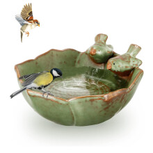 Bird Feeders for The Garden, SUNJULY Bird Bath Bowl, Retro Finish Bird Food Container Holder Fruit Plate Bird Feeder Birdbath Bowl for Garden Aquarium