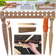 Evanmore Garden Gift Planting Tool Set - Ruler Seed & Seedling Spacer, Line Row Marker, Large & Small Dibber, 8 Seed Marker Labels & Pencil. 100%