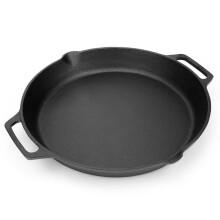 Onlyfire Cast Iron Pan - 13.8 Inch Pre-Seasoned Serving & Frying Pan for Gas & Charcoal Grill, Pizza & Oven