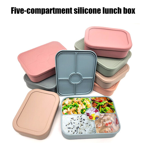 Fiambrera de silicona de 5 compartimentos con salsa desmontable. 2