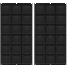 MANCHAP 2 Pack 18 Pockets Vertical Garden Wall Planter, Wall Hanging Grow Bags Planting Pockets for Indoor Outdoor Plants, Black