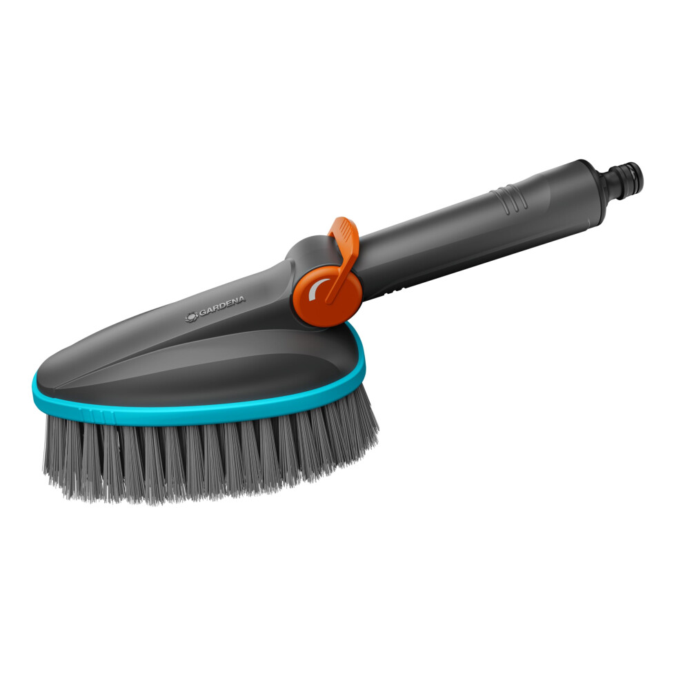 Gardena Cleansystem Hand-Held Brush M Soft Scrubber With Hose Connection, For Smaller, Sensitive Surfaces. Practical One-Handed Operation, With