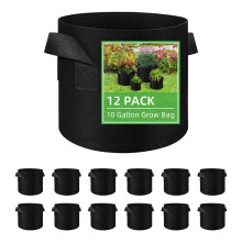 12 Pack Vegetable Grow Bags, Gardening Plant Growing Bags Breathable Non-woven Fabric Plant Pots with Handles Indoor & Outdoor Grow Containers for