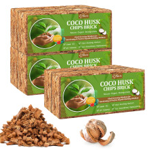 Riare 6 Pack Coco Husk Chips for Plants Organic Coco Chips Substrate High Expansion Coconut Substrate Coco Coir Mulch for Garden Flowers, Herbs,