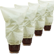 Muzhira 4pcs Plant Fleece Frost Protection Jackets, 50gms 80cm x 100cm Winter Garden Fleece Bag, Plant Cover for for Potted Plant Winter Plant