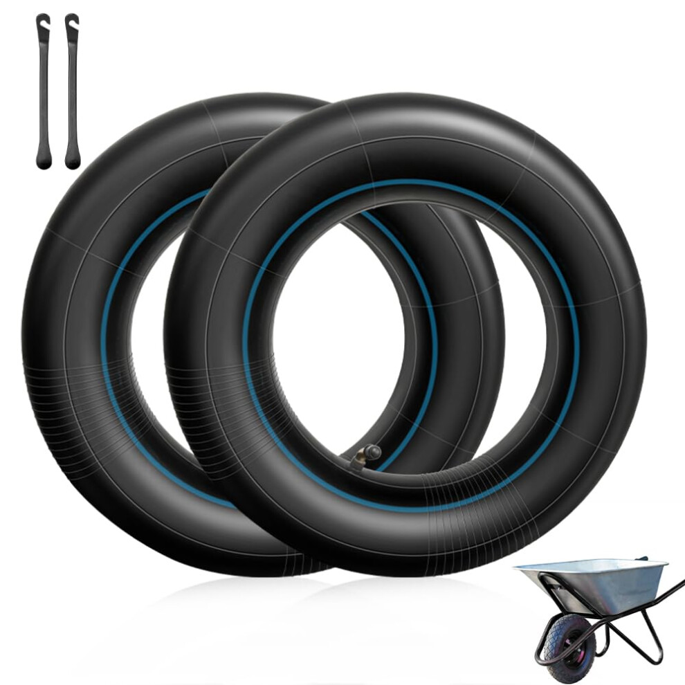 Mizikuu 2 Pack Wheelbarrow Inner Tubes, 3.50/3.00-8 Replacement Tire Inner Tubes With Bent Valve Stem Heavy Duty Premium Inner Tube For Wheelbarrows, 5051224454716