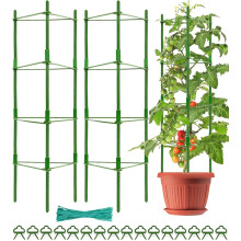 KAHEIGN 2Pcs Tomato Cages, 160CM Adjustable Plant Support Cages Stake Frame Trellis for Vertical Climbing Vegetables Flower Fruits Vine - With 60Pcs