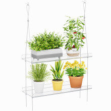 Lifewit 2-Tier Window Plant Shelves 38.1cm, Acrylic Adjustable Hanging Floating Shelf, Window Sill Extender for Indoor Succulent Plants, Micro Greens,