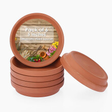 SUMTree 12.6cm Terracotta Pot Plant Saucer, 6pcs Round Plant Pot Saucers, Small Clay Plant Tray Terracotta Saucers Perfect for 3/4/4.5 Inch Flower Pot