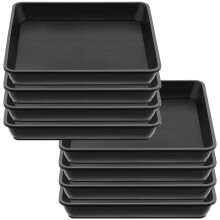 Sibosen 8 Pack Square Plant Saucer,25cm 10inch Plastic Plant Water Drip Tray,Flower Pot Saucers,Square Planters for Indoors and Outdoors No Holes