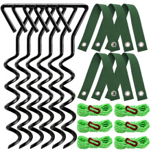 ZOOFOX 6 Pack Tree Stake Kit, Tree Straightening Kit for Leaning Tree, Spiral Trampoline Anchors High Wind Heavy Duty for Camping Tents, Car Ports,