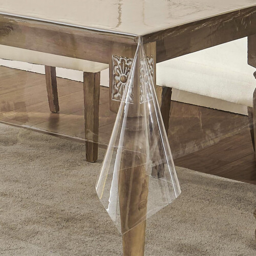 WenYa Clear PVC Tablecloth ? Plastic Table Cover, Waterproof Table Protector, Rectangular Wipeable Table Cloth for Dining, Party, Workbench ?