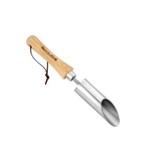 Berry&Bird Stainless Steel Small Bulb Planter Tool, 30cm/12in Garden Transplanter Didder with Wooden Handle and Cowhide Lanyard, Manual Hole Digger