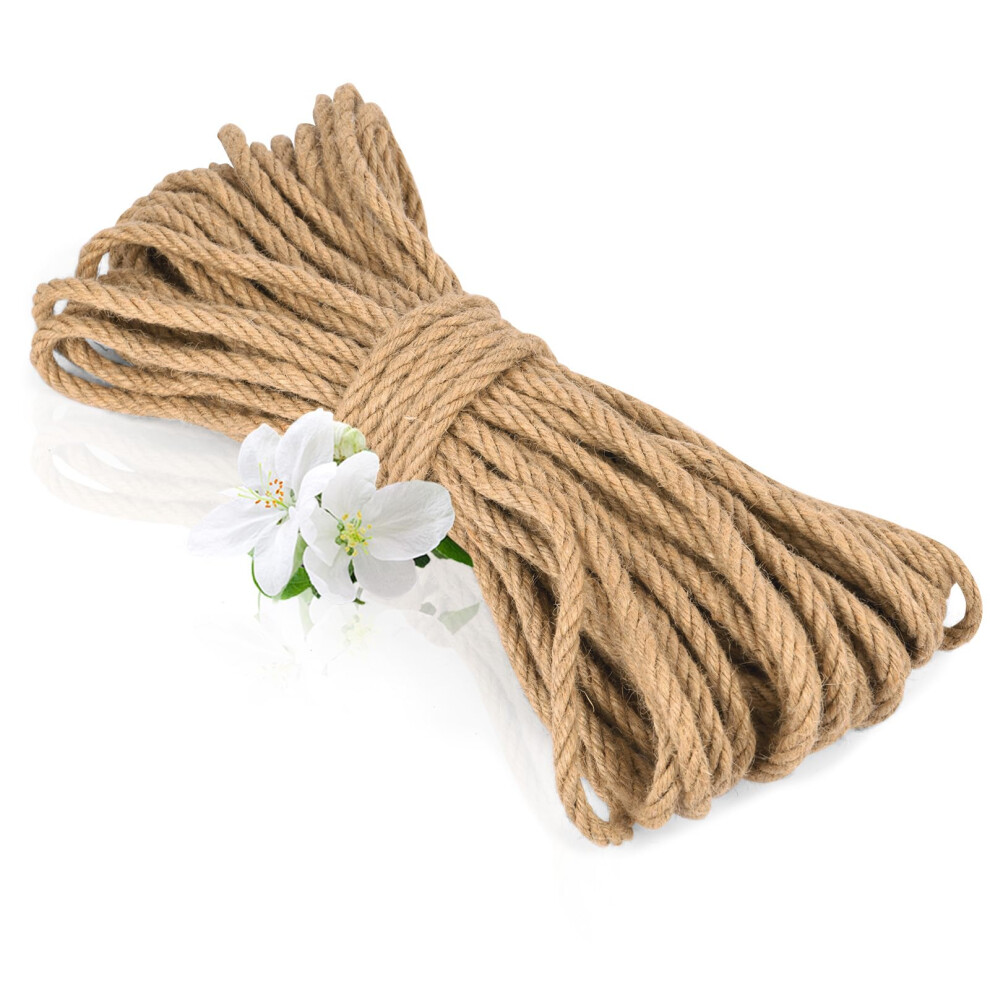 Vsshe 50M Jute Rope, 6Mm Thick Jute Twine String, Natural Braided Jute Garden Rope For Cat Scratching Post Ropes, Gardening, Camping, Decoration, Gift 5051224454426