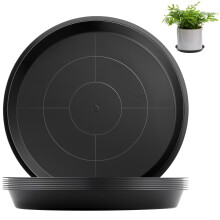 Sturiz 8 Pcs Plant Pot Saucers 30cm Black Plant Trays for Pots Large Plant Saucers Heavy Duty Plant Tray Plastic Drip Trays for Plant Pots
