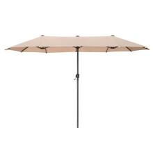 PHI VILLA 2x3.8m Garden Parasol Umbrella for Sun Protection Patio Outdoor Umbrella Waterproof with Crank,Beige
