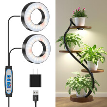 Wiaxulay Grow Lights for Indoor Plants, 96 LEDs Full Spectrum LED Plant Grow Light, 5V/2A Under Cabinet Grow Lamp with Auto Timer 6/12/16 Hrs, 3