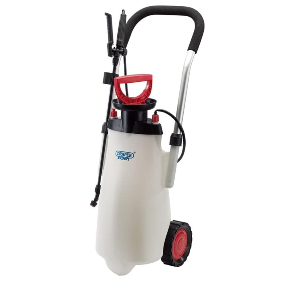 Draper Trolley Pressure Sprayer 15L | Epdm Pump Garden Sprayer | Weed Killer Sprayer Pump | Pesticides, Insecticides, Fungicides | 82583