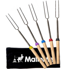MalloMe Marshmallow Toasting Forks Smores Kit - 32" Extendable Marshmallow Sticks for Fire Pit - S'mores Maker - Long Skewers for Marshmallows Toaster