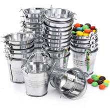 Frcctre 30 Pack Mini Metal Buckets with Handles, 5 x 4cm Small Galvanized Tin Pails Metallic Containers Pails for Party Favor Crafts Gift