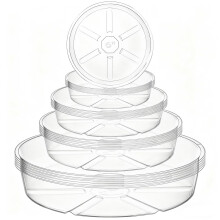 Hacaroa 24 Pack Clear Plant Saucer Drip Trays, 6/8/10/12 Inch Plastic Plant Trays Flower Pot Saucers for Indoor & Outdoor Plants, Round, 4 Sizes