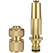 Garden Hose Nozzles with Hose Connector, Adjustable Hose Spray Nozzle & Quick Connector Fittings Set, Solid Brass Pressure Spray Nozzle for Garden