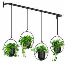 Mutool Hanging Planter Pots for Indoor Herb Garden, 4 Pack With Melamine Planters, Rope & Modern Wall and Ceiling Plant Holder, Black