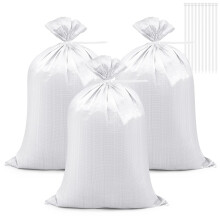 20 Pcs Sandbags for Flooding Heavy Duty Woven Gravel Bags Sandbags and 20 Pieces Ties Soil, Builders for Garden Rubbish Flood(White)