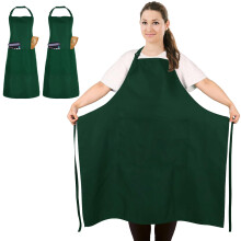 FunChaos 2 Pcs Plus Size Chef Apron, Green Apron, Unisex Aprons with 2 Pockets for Cooking, Grilling, BBQ, Work, Professional Aprons for Waiter Artist