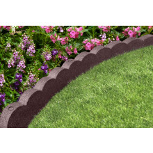 Flexi Curve Scalloped Garden Edging Rubber Landscape Scallop Lawn Border Edging Section 120cm (4ft), Earth(Brown), Pack of 4