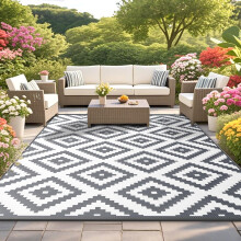 Habaylin Outdoor Rug for Patios Waterproof, Reversible Large Garden Rug, Foldable Outdoor Carpet Mat, Lightweight Plastic Area Patio Rugs for Decking