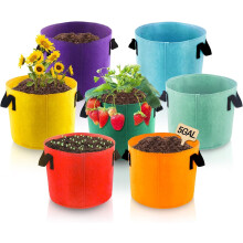 LATERN 7Pcs 5 Gallons Plant Growing Bags, 7 Colors Nonwoven Fabric Breathable Grow Bags Heavy Duty Thickened Root Aeration Garden Pot Containers with