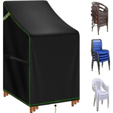 TIFILE Garden Chair Covers Waterproof, 420D Oxford High Back Patio Stacking Chair Protection, Outdoor Stackable Chairs Cover with Drawstring,