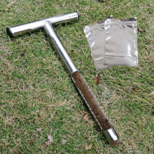 SurmountWay Soil Sampler Probe 12 Inch with 2 Pcs Reusable Sample Bags, Stainless Steel T-Style Handle Soil Test Kits Soil Probes for Soil Sampling